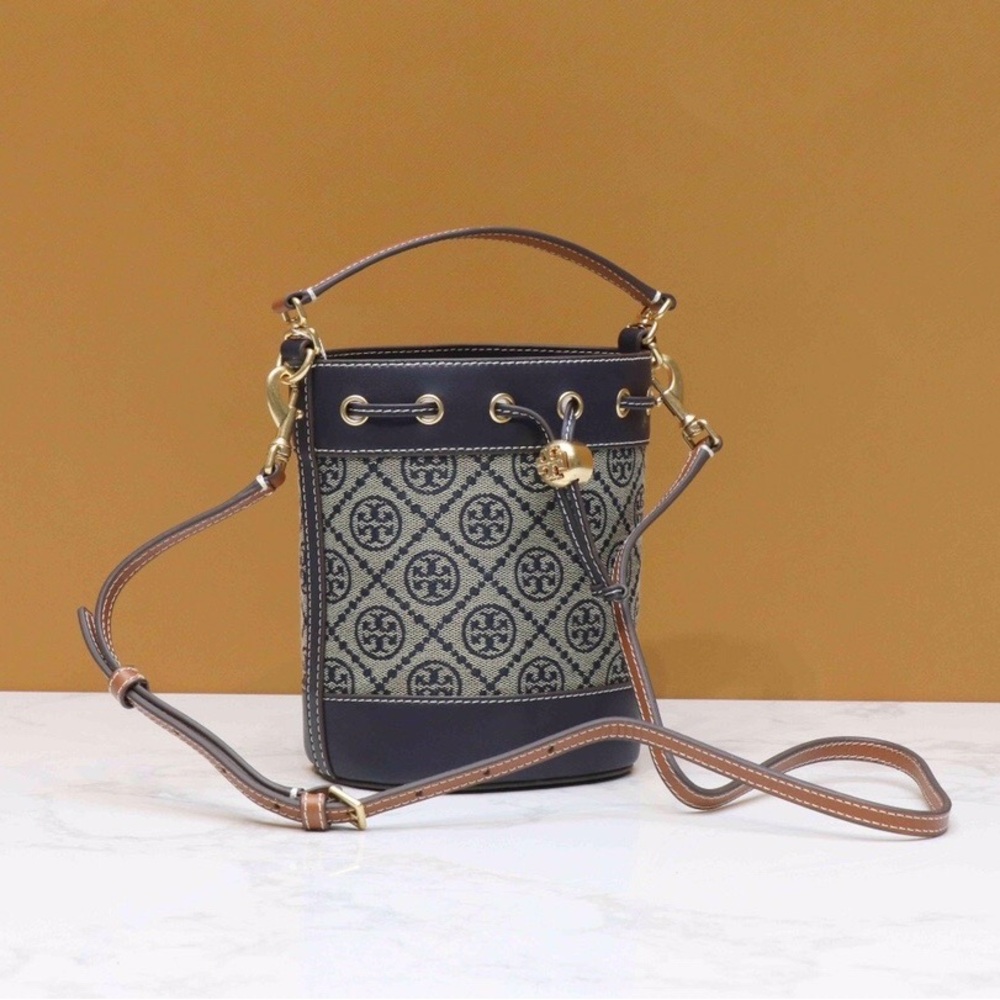 Tory Burch T Monogram Jacquard Mini Bucket Bag - Picture 2 of 7